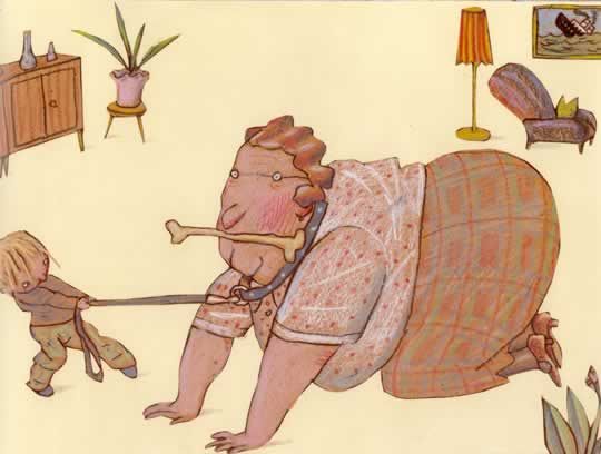 Leonardo jala a la abuela perro